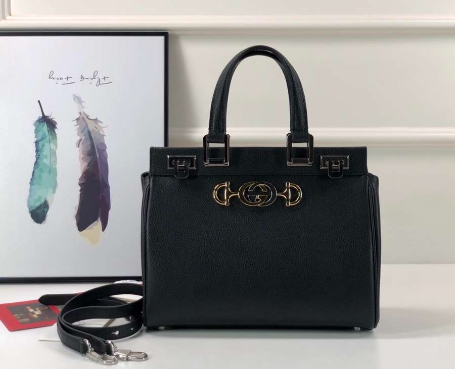 Gucci Zumi grainy leather small top handle bag 569712 1B90X 1000 - Click Image to Close